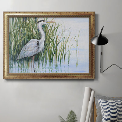Héron dans le marais I - Peinture sur toile encadrée