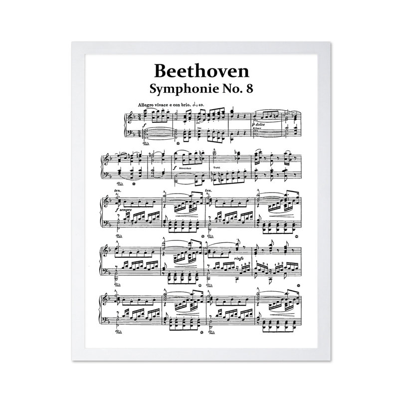 Beethoven Symphony No 8, Poster, 12"H x 16"W, White Framed