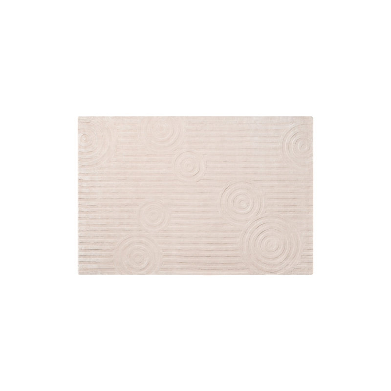 Tapis beige en viscose tissé à la main de couleur unie Uzu, Rectangle 5 pi 3 po x 7 pi 11 po
