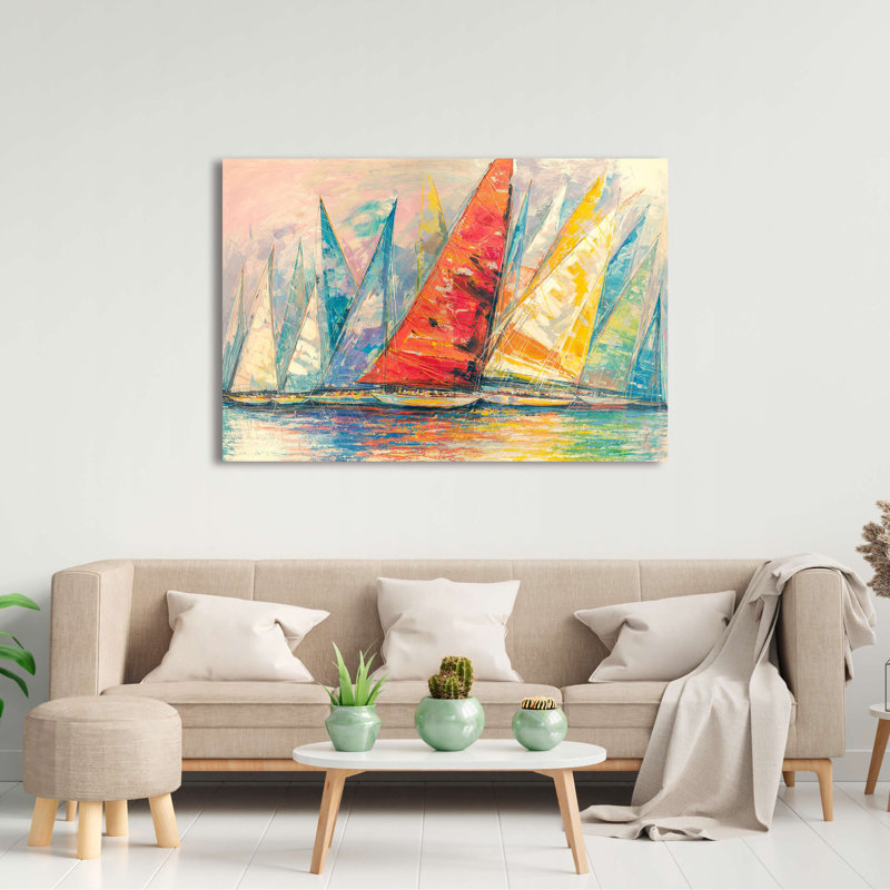 Wrapped Canvas Print: Luigi Florio, Regatta wind, 70cm H x 100cm W