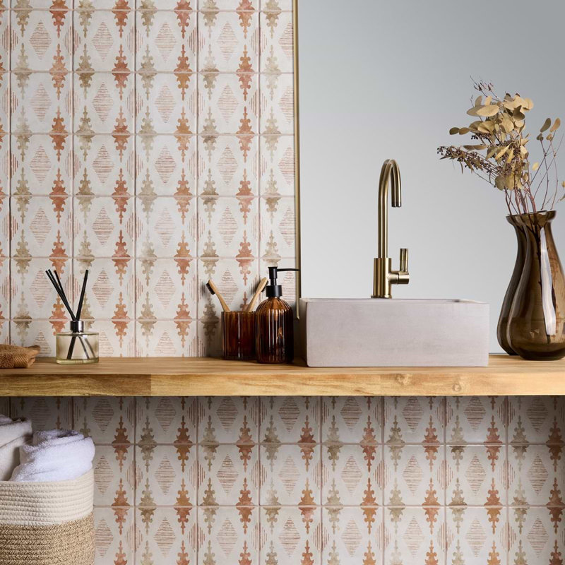 Paula Purroy Talia 5.11 In. X 5.11 In. Matte Ceramic Wall Tile (6.02 Sq. Ft. / Case), Aztec Terracotta