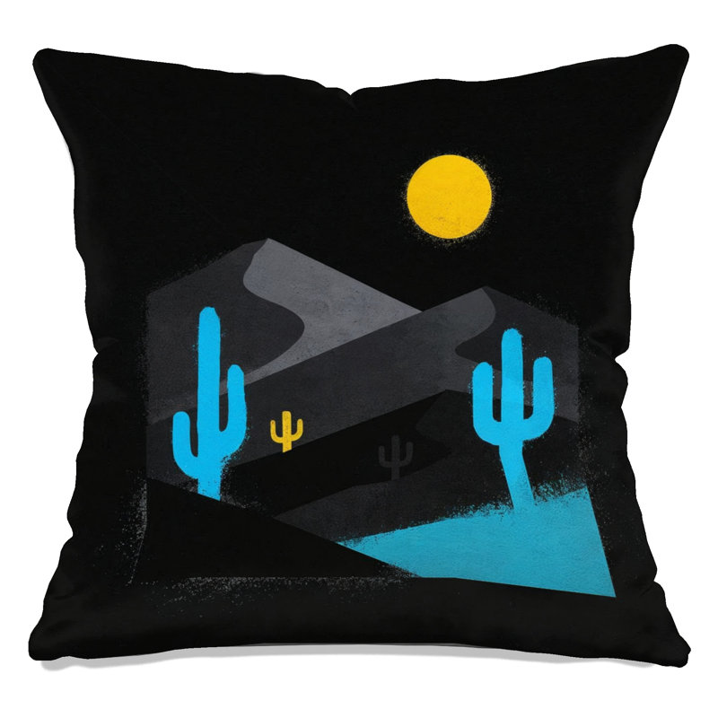 Coussins décoratifs Desert Cactus, 14 X 14 pouces, Jaune vif et cyan