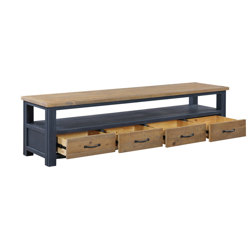 Splash Of White TV Stand, 47cm H x 180cm L x 40cm W, Blue/Natural 