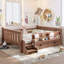 Grand lit avec rangement en bois massif peu encombrant pour les chambres d'enfants modernes