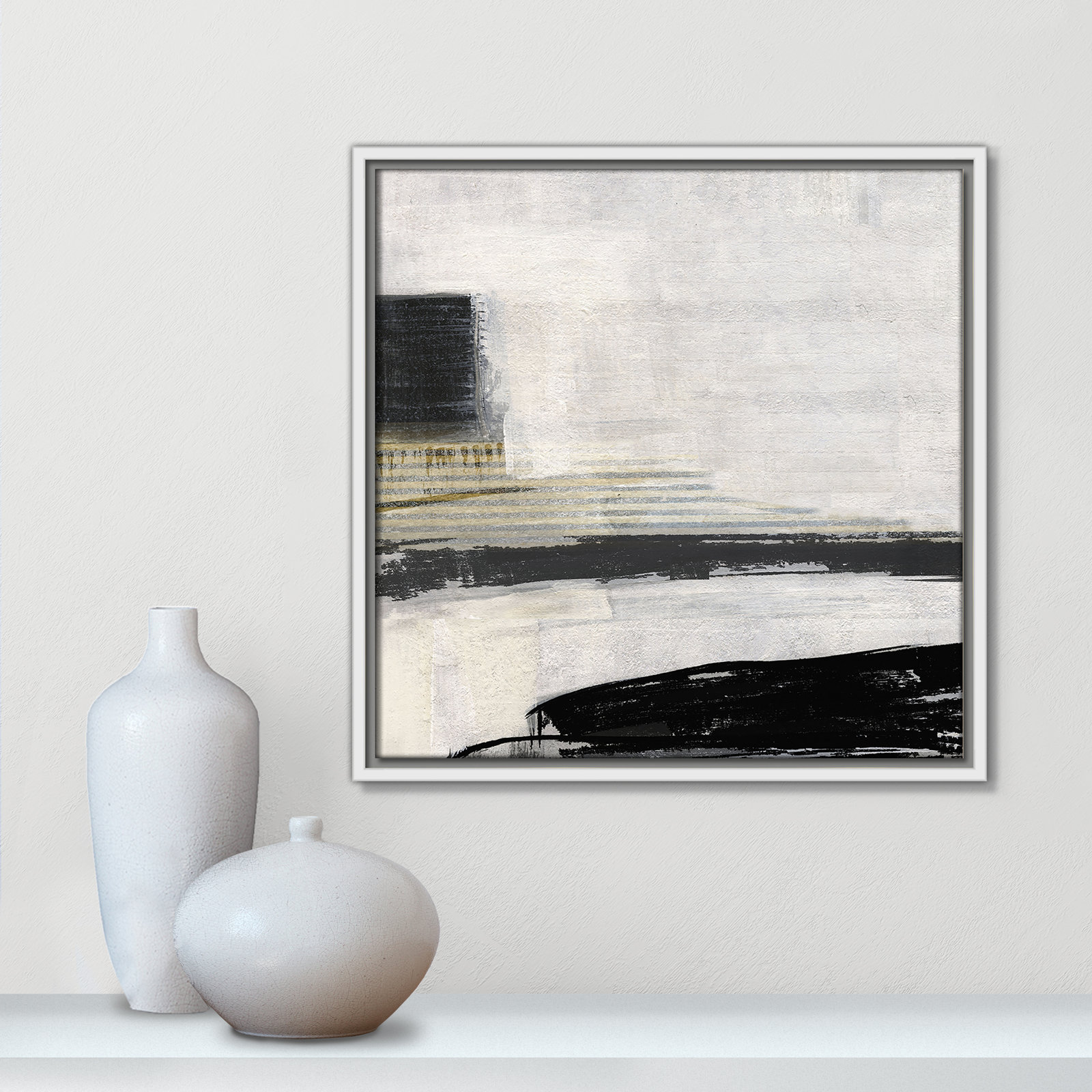 La Bande I Print by Sally Swatland, 17.5" H x 17.5" W, White