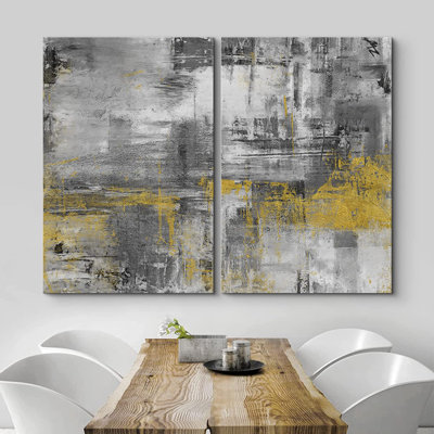 «Abstract Paint Effect», impression sur toile abstraite jaune et noir foncé