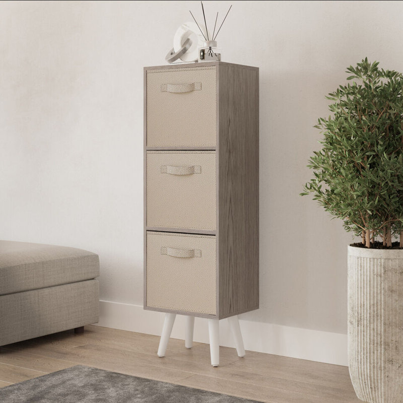 Fika 30cm W 3 - Drawer Chest of Drawers, Beige/White