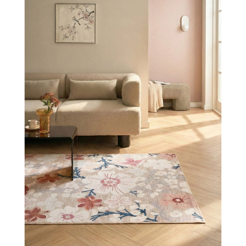 Floral Area Rug, Rectangle 140 x 200 cm