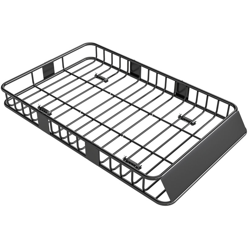 Panier de toit en acier pour voiture, 162 x 99 x 16 cm, réglable, compatible avec voitures, VUS, fourgonnettes et véhicules récréatifs, capacité de 100 kg, noir