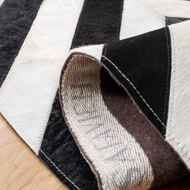 Tapis en cuir tissé à la main Drage Studio, Rectangle 4 pi x 6 pi