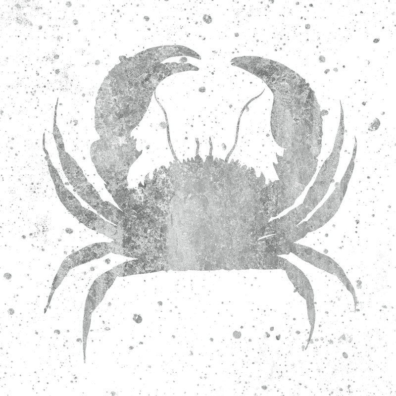 Silver Sea Life Crab 1 Piece Wrapped Canvas Painting, 91cm H x 91cm W