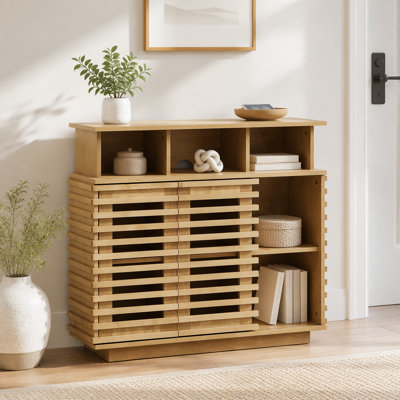 36.1" Sideboard Buffet Cabinet with Storage, Farmhouse Lattice Sideboard with Sliding Doors & Adjustable Shelf, TV Media Console, Storage Cabinet for