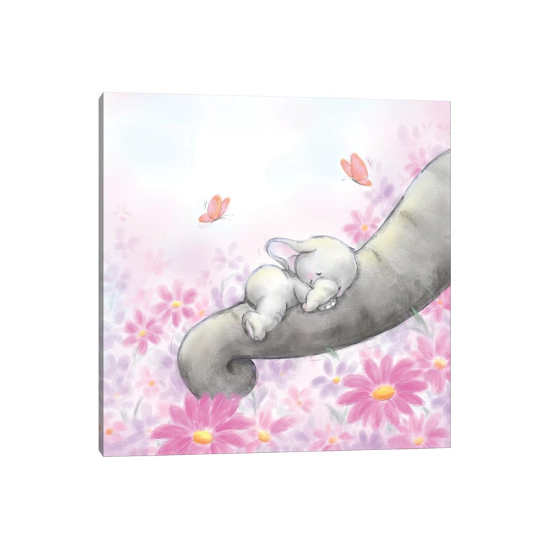 Baby Elepant Sleeping by MAKIKO - Wrapped Canvas Print, 30.48 cm H x 30.48 cm W