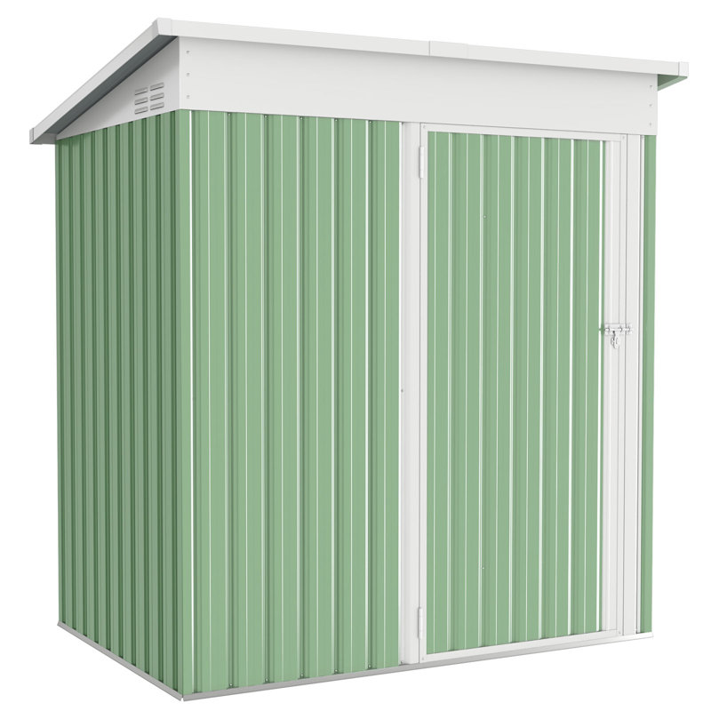 5 Ft. W x 3 Ft. D Metal Lean-To Garden Shed, Green