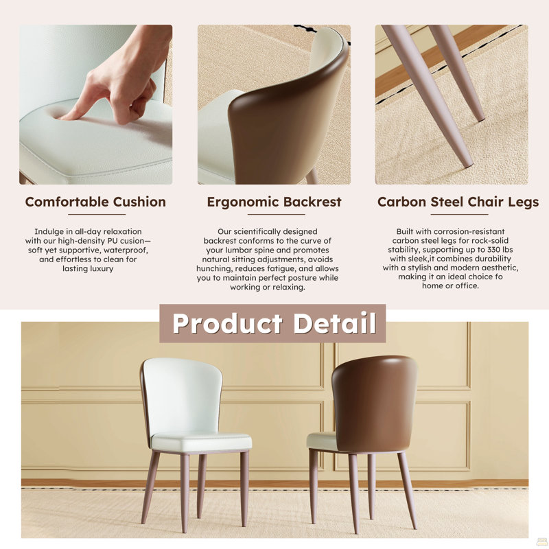 Chaise de salle à manger avec pieds en acier au carbone