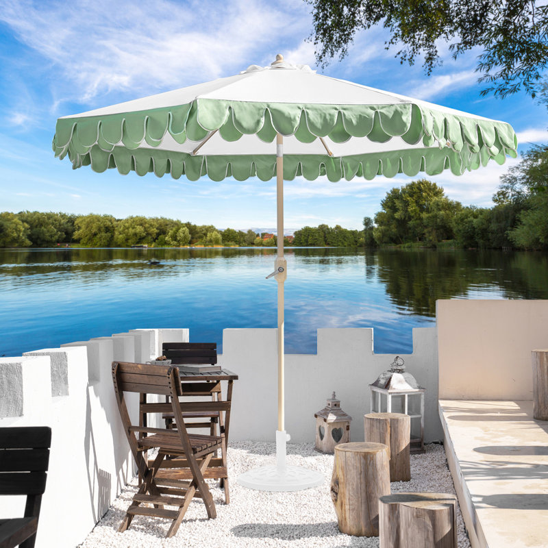 Parasol Adahir 108 avec contrepoids inclus, Vert, Beige