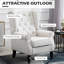 Élégant fauteuil, blanc crème, rehausse l'esthétique de la pièce - Fauteuil à boutons de couleur, pieds carrés, pour la vie