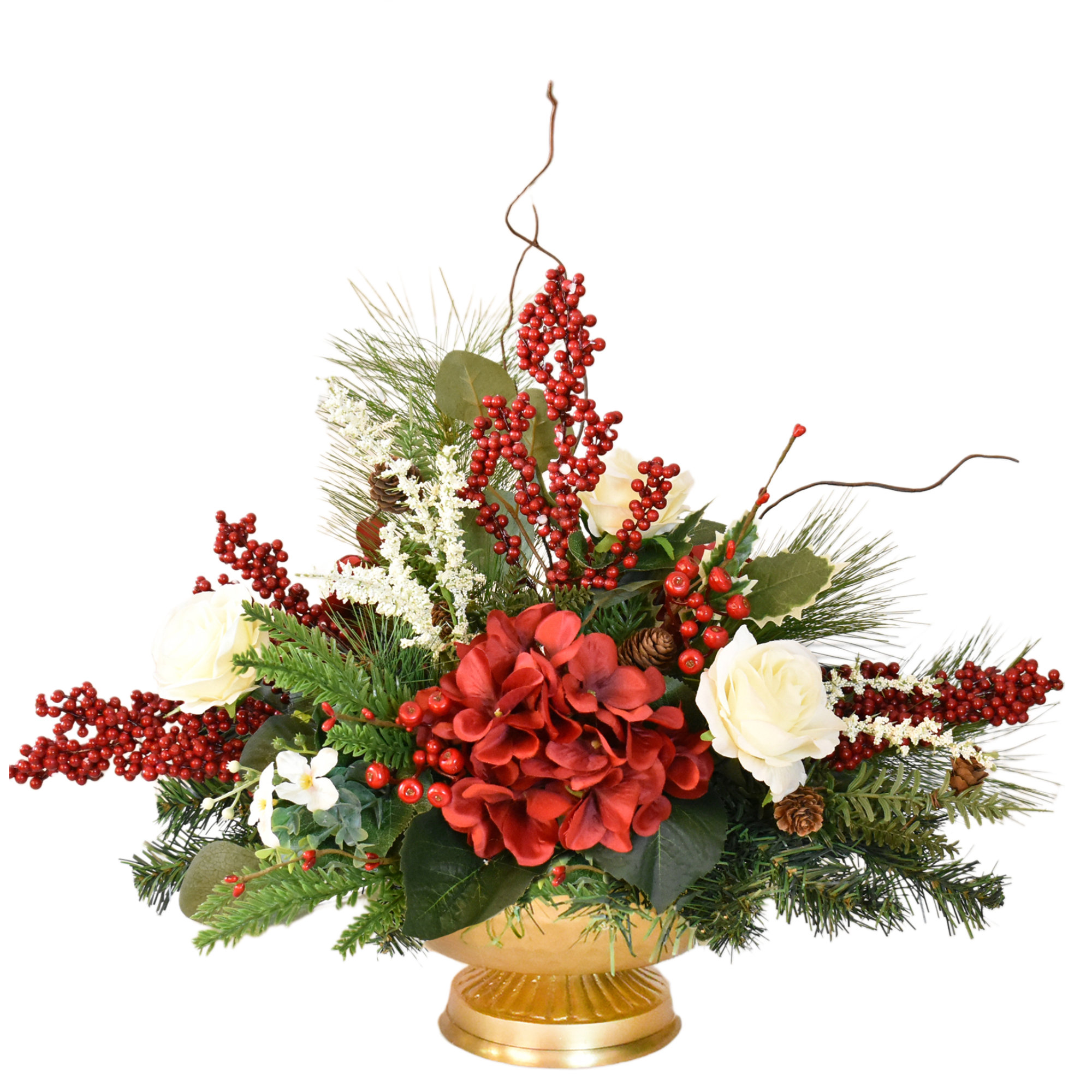 Primrue Red Berry & Hydrangea Centerpiece | Wayfair