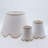 Scallop White Linen Shade With Tan Trim – 12" Modern Hardback Lampshade-648363929-648363932