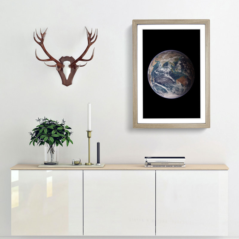 Eastern Hemisphere of Earth - Picture Frame Photograph Print, Oak Framed, 65cm H x 48cm W x 2cm D