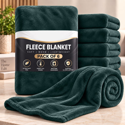 Plush Fleece Blanket – Set Of 6 | Queen Size 90X90" | Soft, Warm, Lightweight Bedding Blankets