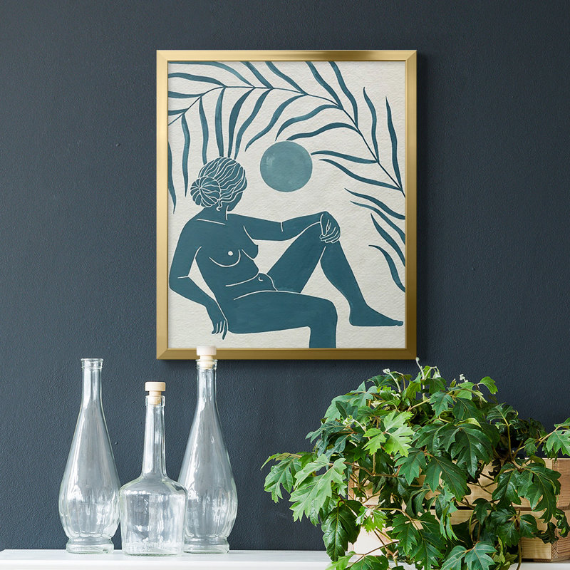 Toile encadrée de qualité supérieure Moon Gazer I - prête à être accrochée, Or, H 24 po x l 20 po