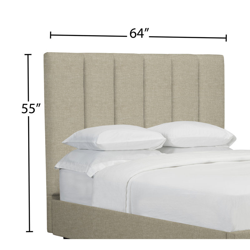 Tête de lit tapissier à panneau Tarrant, Lin - Beige, Grand