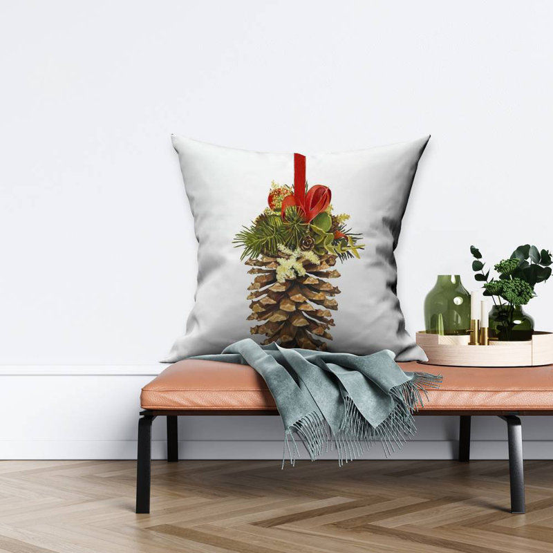 Christmas Pine Cone - Green Trees Poly Twill Throw for Decor