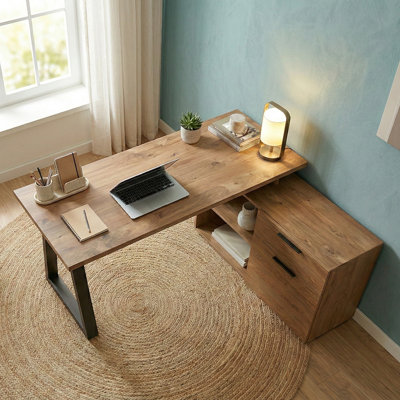 Bureau d'écriture en L avec armoire Hermie