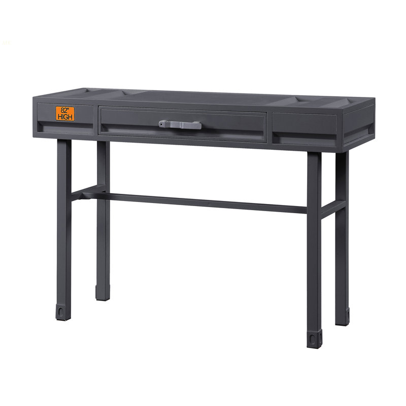 Bureau d'écriture Gunmetal avec 1 tiroir, Métal industriel