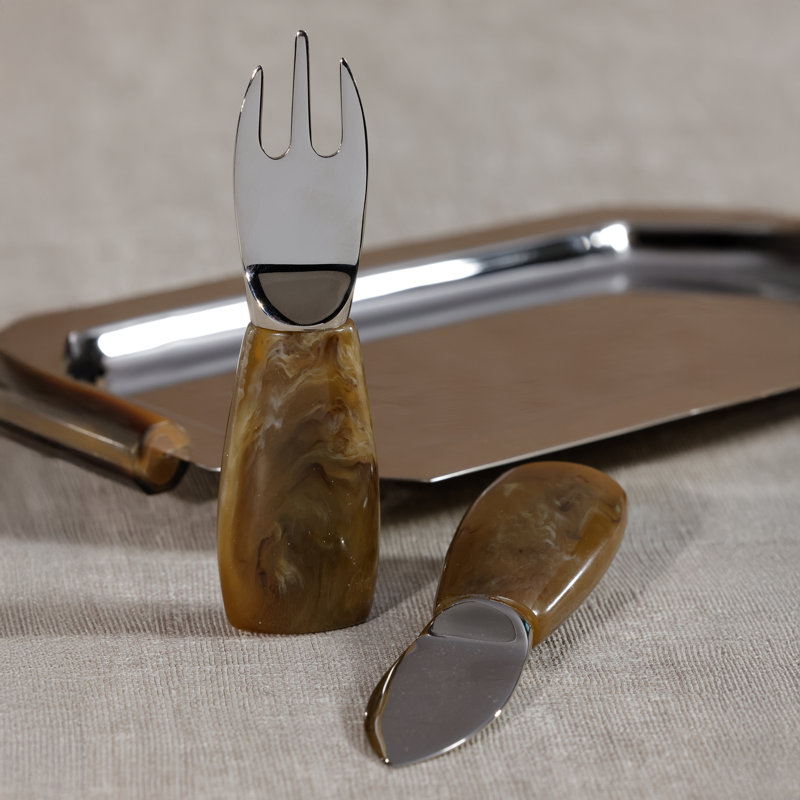 Ensemble de couteaux à fromage en boîte avec poignées en résine, 2 pièces