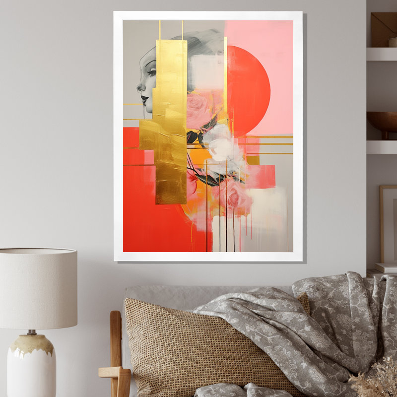 «Serendipity Circular Geometric Minimalisme I», reproduction d'art sur toile géométrique moderne, Cadre photo blanc