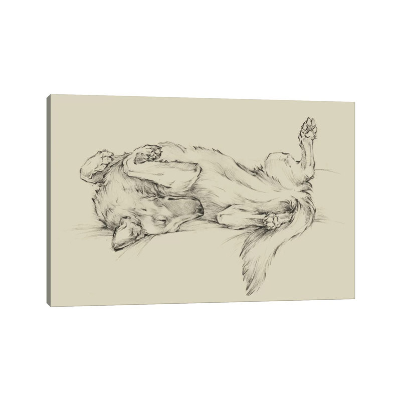 «Dog Tired I» par Ethan Harper - reproduction d'art, H 32 po x l 48 po x 1,5 po, Pas de tapis, Toile tendue