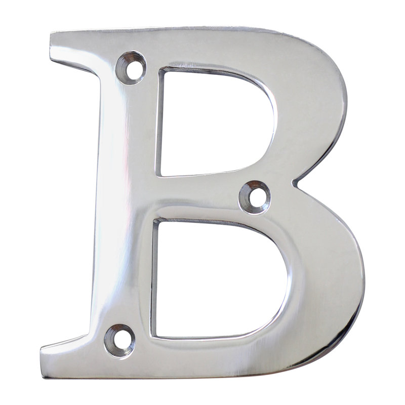 3'' H Brass House Letter, B, Polished Chrome