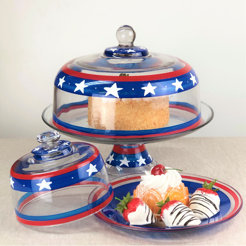 Patriotic Glass Cake Stand