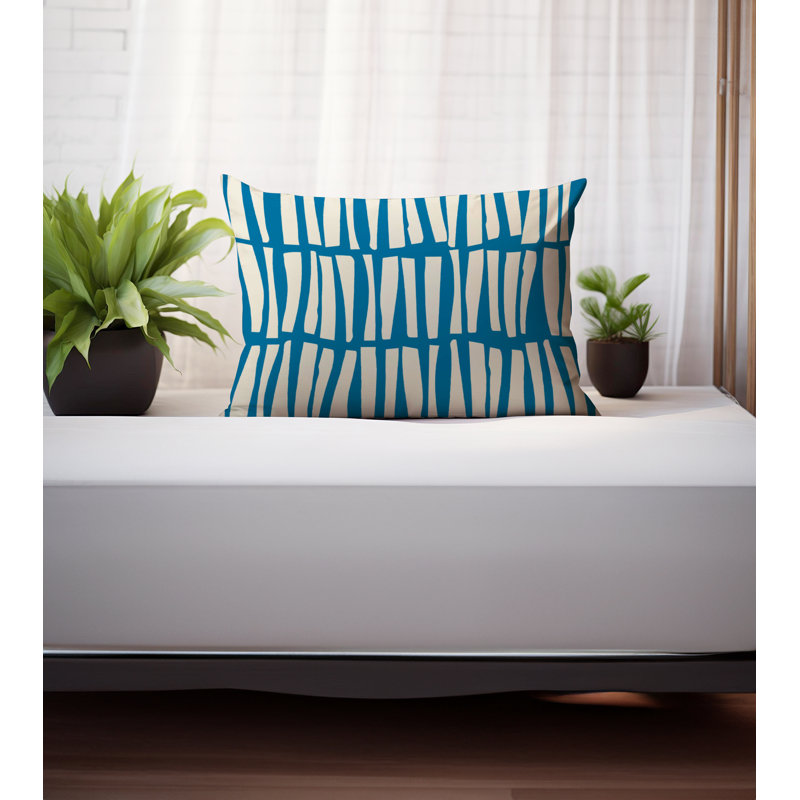 Coussin Clayton, H 14 po x l 20 po, Turquoise / Blanc cassé