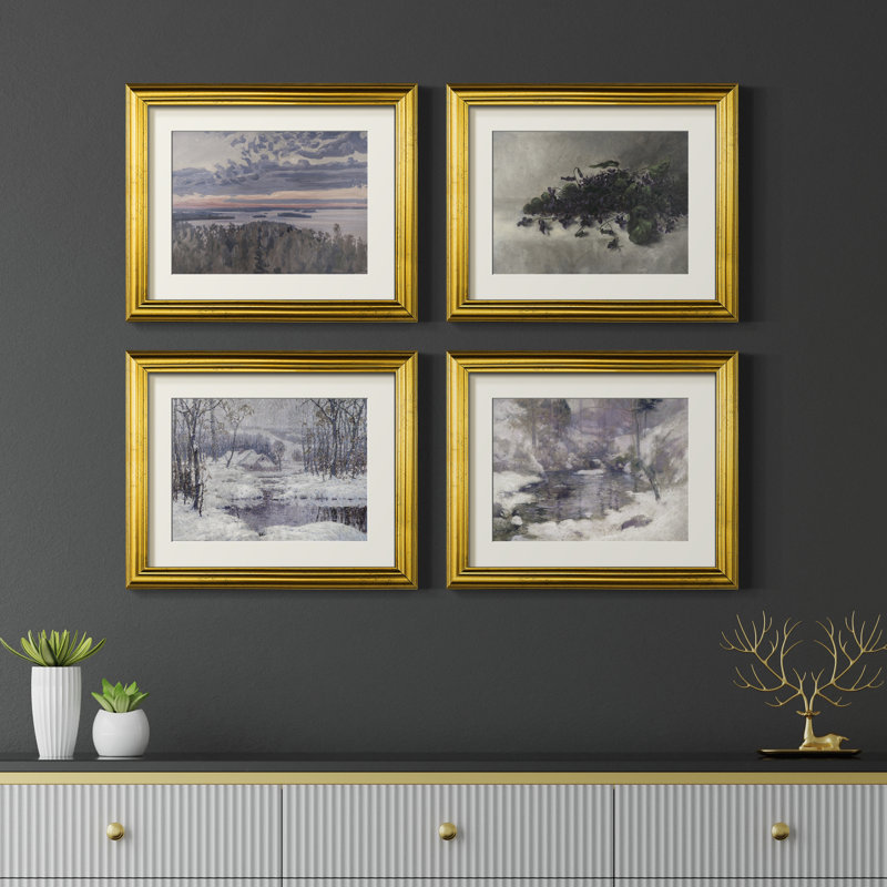 «Vintage Landscape XCV», ensemble de 4 reproductions encadrées