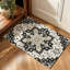 Tapis rétro médaillon blanc petit format 47 x 31 pouces