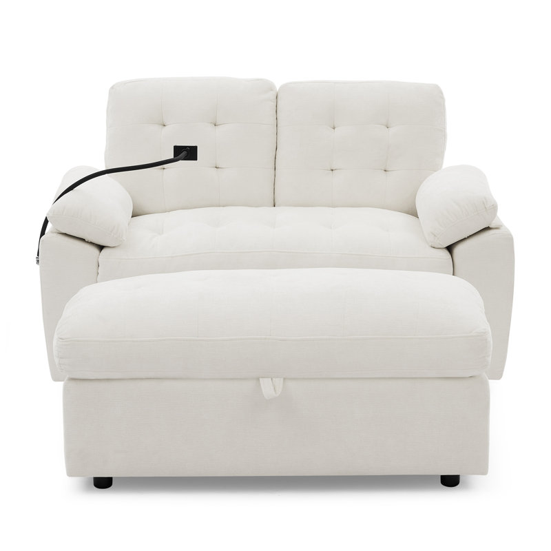 Canapé rembourré en chenille de 56 po de largeur avec dossier réglable, Beige