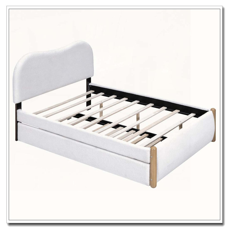 Lit plateforme tapissier Berber, White, Full