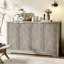 Grande armoire-buffet cannelée avec rangement décoratif, crédence moderne de 55 po avec tablettes réglables-653897768