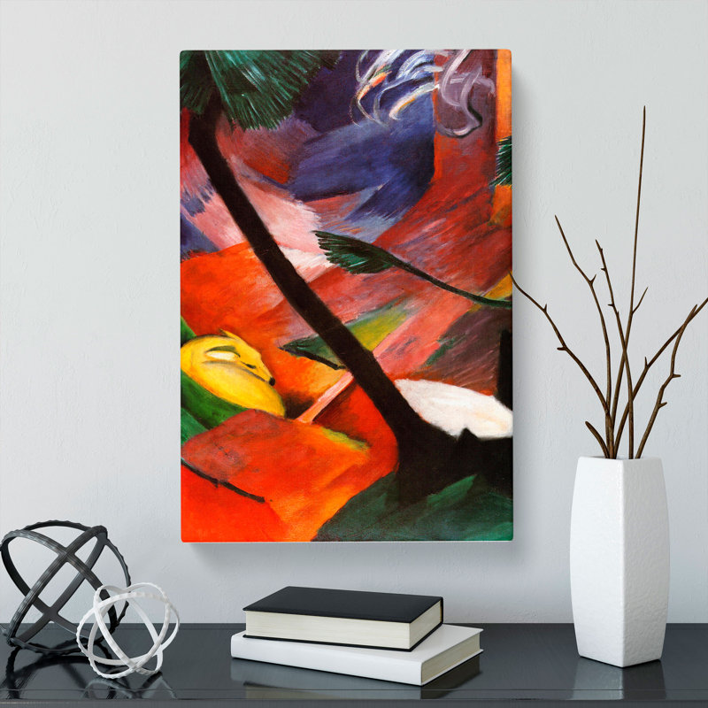 Sleeping Deer in the Forest by Franz Marc - Wrapped Canvas, 50cm H x 35cm W x 3cm D