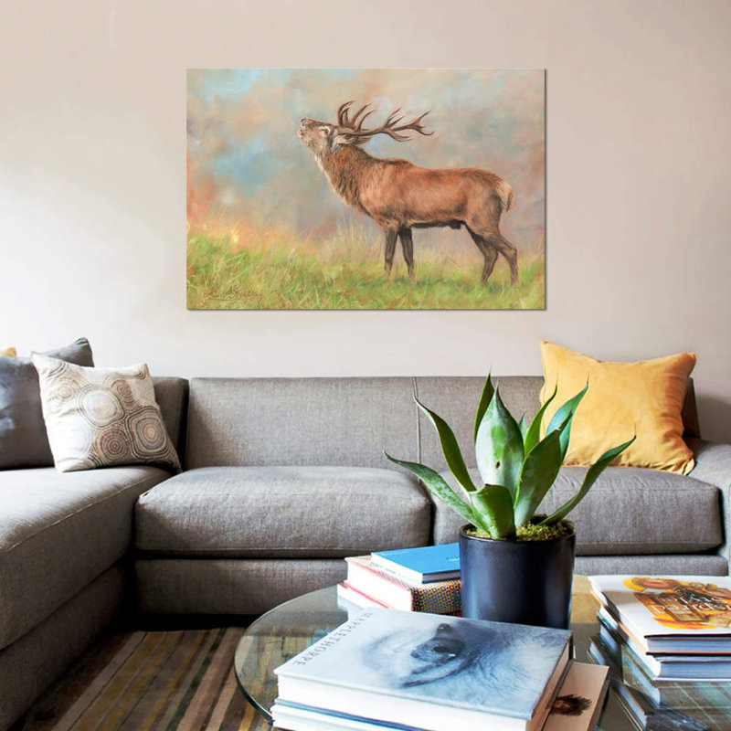 « red cerf », impression sur toile, H 8 po x l 12 po x P 0,75 po, Pas de tapis, Toile tendue
