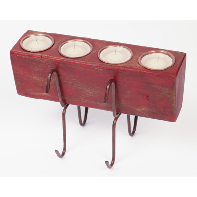 7'' H Wood Tabletop Candelabra with Candle Included