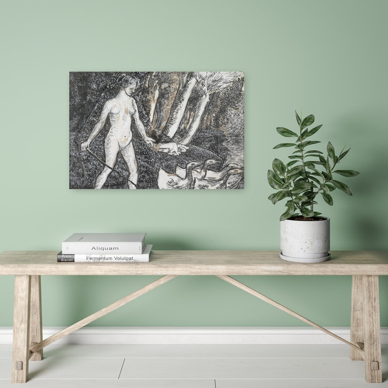 Bather With Geese, 1895 Abstract Contemporary Bird Goose Wall Art Print, 40.64cm H x 60.96cm W