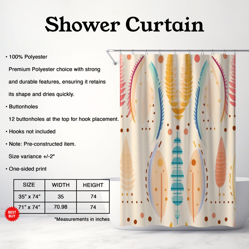 Rideau de douche Imaan, H 74 po x l 71 po