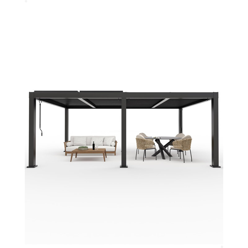 Pergolas extérieures en aluminium 12 x 20 pi avec toit à persiennes réglable, système de drainage intégré
