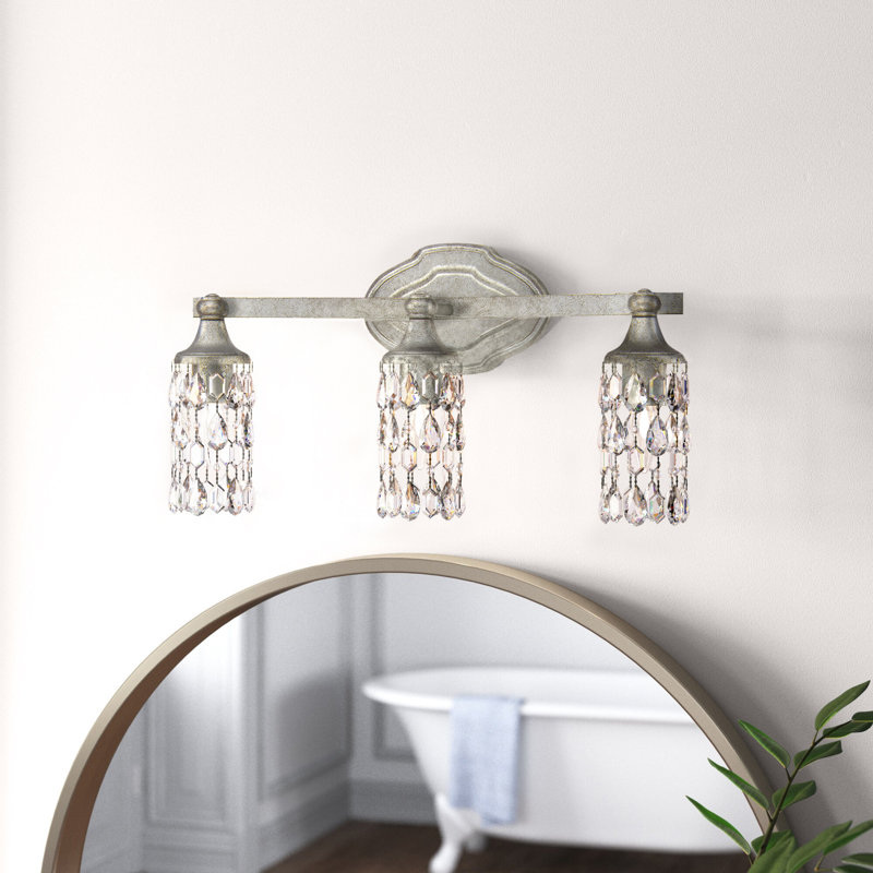 Éclairage pour meuble-lavabo à intensité variable 3 lumières Alistaire, Argent antique