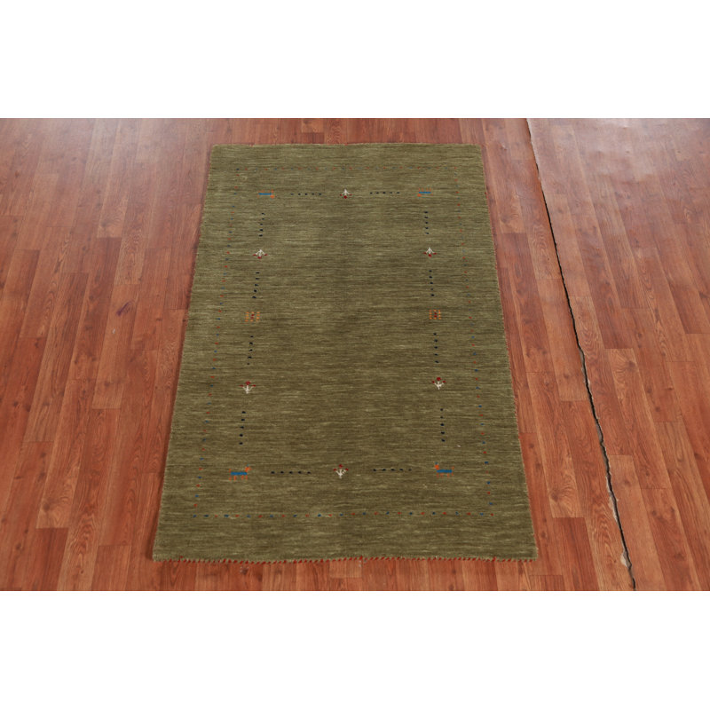 Handmade Green Gabbeh Indian Rug 3x5
