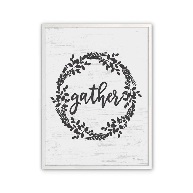 «Gather Wreath» par Art graphique, L 12 po x H 16 po, Impression encadrée, Blanc